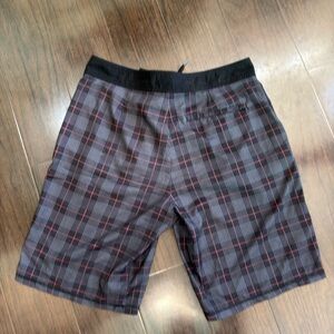 Prana Black and Red Plaid Men's Shorts